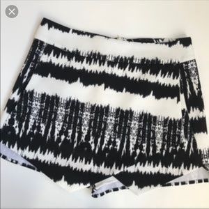 Aqua Black & White Asymmetrical Skort
